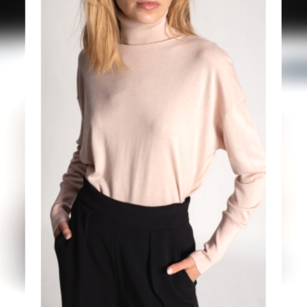 NWT$790 Proenza Schouler Silk Cashmere Blend Turtleneck Top Relaxed Sweater M